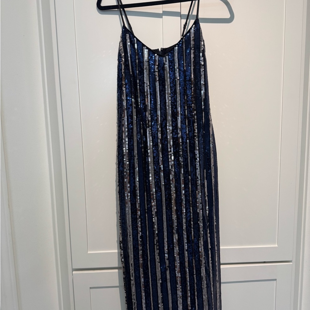 Anthropologie Maeve Black and Silver Sequin Midi Dress - Picture 4 of 7